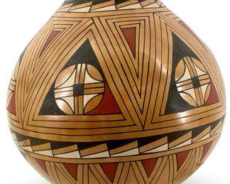 Large Hand Painted Signed Jesus Tina Clay Pot