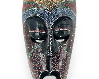 Hand Carved Dot Painted African Tribal Mask
