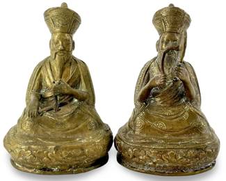 2pc Brass Tibetan Buddhist Lama Sculptures