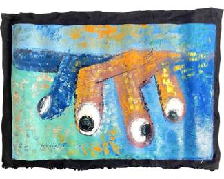Edward Yov Signed Oil on Canvas Abstract