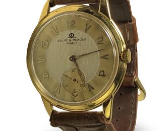 BaumĂ© & Mercier 18K Gold Bezel Mid Century Menâs