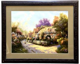 Signed Thomas Kinkade âCobblestone Lane" Print