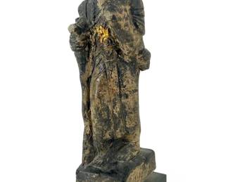Antique Religious Polychrome Painted Sculpture