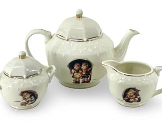 M.J. Hummel âUmbrella Boy" Porcelain Tea Set