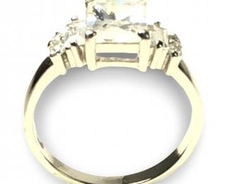 Approximately 2Ct Sterling Silver CZ Baguette Ring