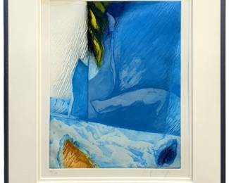 Signed Vibrant Abstract Embossed Lithograph