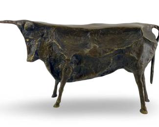 Signed Large Picasso Bronze Bull Sculpture