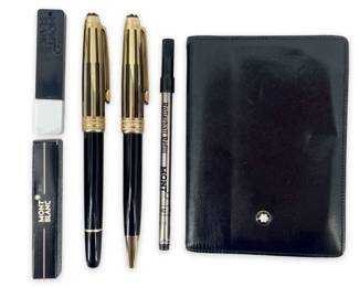 6pc Mont Blanc Pens, Notepad, and Pencil Lead Set