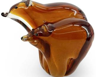 Hand Blown Art Glass Brown Bear Figurine