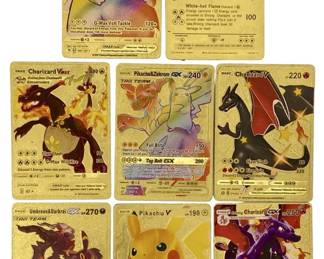 6pc Rare Golden PokĂ©mon Collectorâs Cards