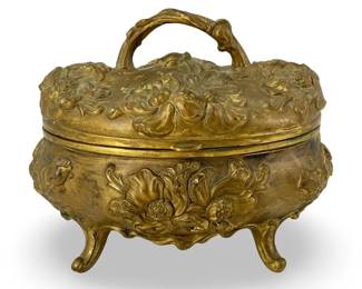 Brass Art Nouveau Floral Dresser Box