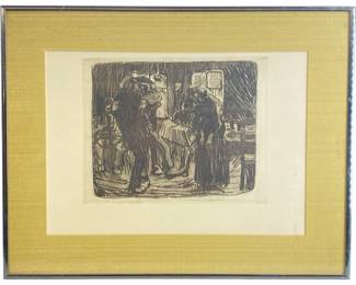 âHamburg Kneipe" Etching by KĂ€the Kollwitz