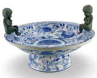 Maitland Smith Chinoiserie Centerpiece Cherub Bowl