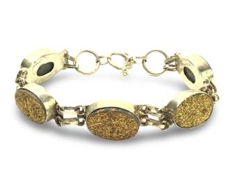 Sterling Silver Sajen Metallic Druzy Link Bracelet