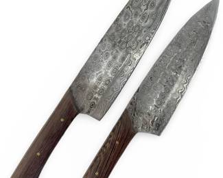 2pc Genuine Damascus Steel Kitchen Knives