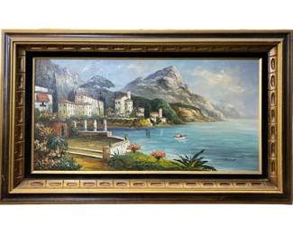 Rossini Signed Oil on Canvas Of Mediterranean