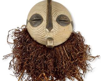Abstract Carved Wooden Beared Mask