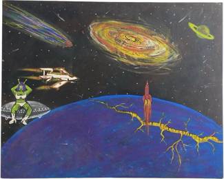 RottenRuss Signed âFar Out" Acrylic on Canvas
