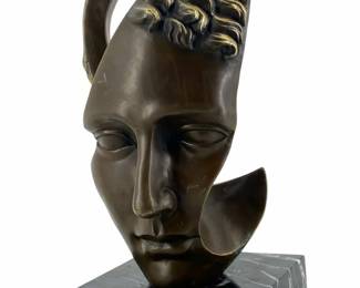 Surrealist Bronze Salvador Dali Head Sculpture