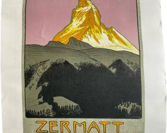 Signed Emile Cardinaux Handlitho âZermatt" Poster