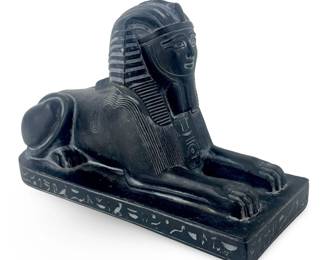 Black Resin Egyptian Sphinx Sculpture