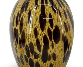 Italian Tortoise Shell Design Art Glass Vase
