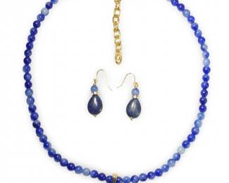 Lavish Lapis Lazuli Necklace Earrings Set