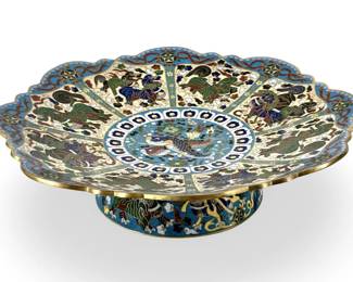 Antique Chinese Cloisonné Pedestal Dish
