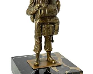 Brass Paratrooper Trophy on Marble Base