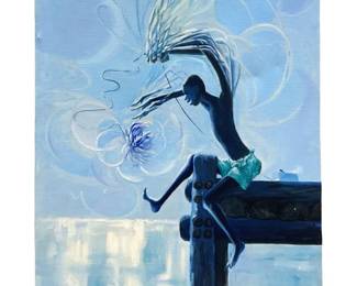 Signed Schliefer âThe Catch" Oil on Canvas