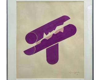 Signed Purple Abstract Paper Cutout