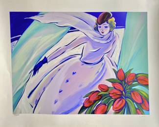 Signed Lena Moross Serigraph âSpringâs Guest"