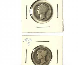(2) 1916 S Mercury Dimes