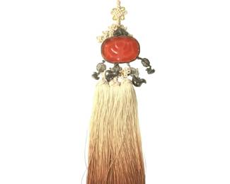 Handmade Korea Coral Silver Hanbok Norigae Tassel