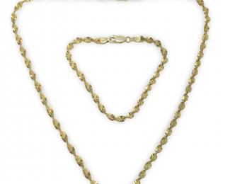(2pc) Gold Over Sterling Twist Chain Bracelet Set