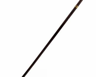 Vintage Wooden Walking Cane with Brass Band