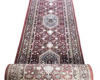 Handwoven India Sarouk Wool Fringe Runner Rug