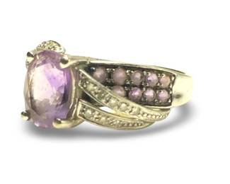 Tremendous 10KT White Gold Amethyst Ring