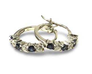 Stunning Sterling Silver Blue Topaz Hoop Earrings