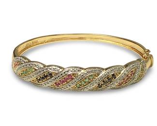 Gold Over Sterling Ruby Multi Gemstone Bracelet
