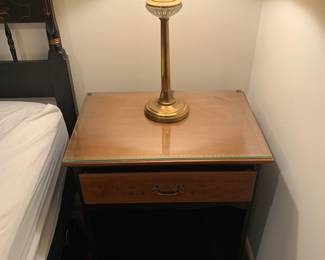 pair of lamps, pair of tole painted night stands