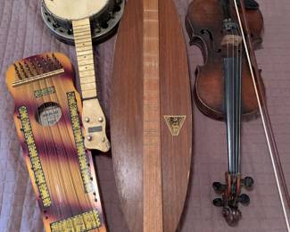 Banjo, violin, dulcimer, violin-uke