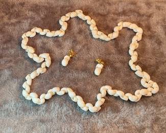 Shell necklace and earrings
