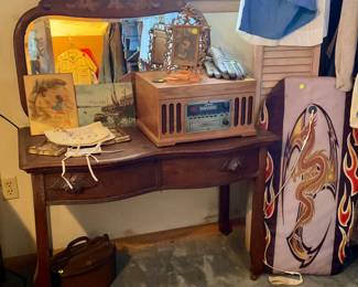 Antique oak vanity table