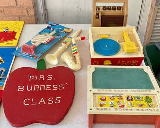 Fisher price toys, instruments, tape deck