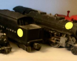 Coal car, caboose, engines, train cars, landscaping