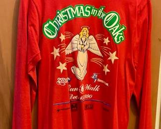 Red long sleeved Christmas in the oaks t-shirt