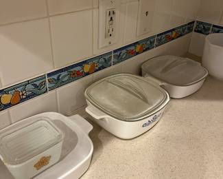 Pyrex with original lids 