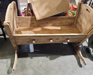 WOODEN DOLL CRADLE