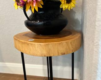 Side table with flower arrangement